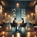 Un couple dßne aprÚs un rendez-vous grùce à une application de rencontre alimentée par l'IA.