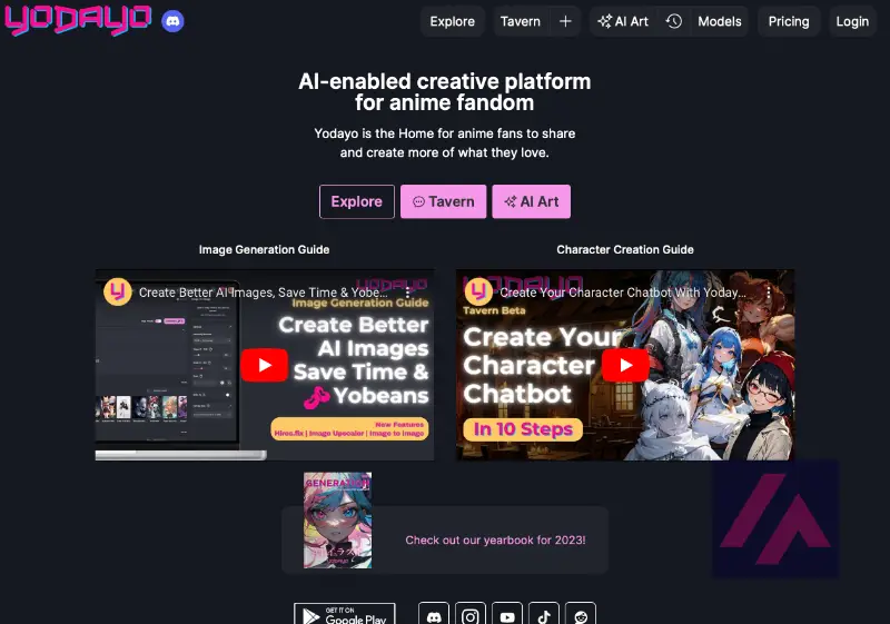 Site web de Yodayo AI
